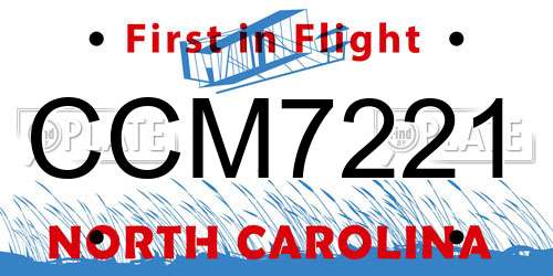 CCM7221 North Carolina License Plate