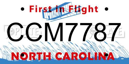 CCM7787 North Carolina License Plate