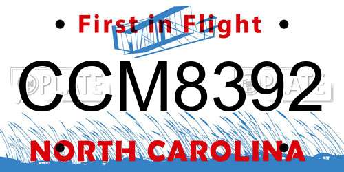 CCM8392 North Carolina License Plate