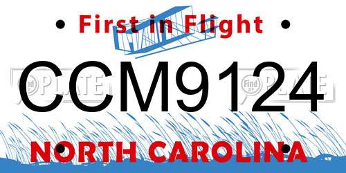 CCM9124 North Carolina License Plate
