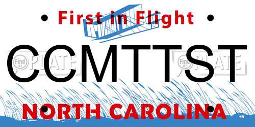 CCMTTST North Carolina License Plate