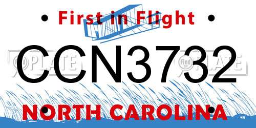 CCN3732 North Carolina License Plate