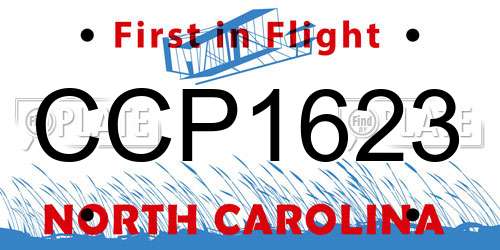 CCP1623 North Carolina License Plate