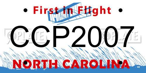 CCP2007 North Carolina License Plate