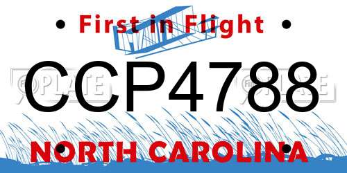 CCP4788 North Carolina License Plate