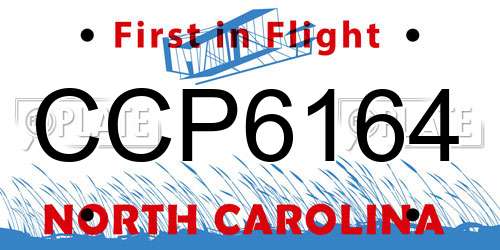 CCP6164 North Carolina License Plate
