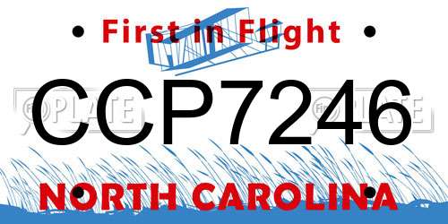 CCP7246 North Carolina License Plate