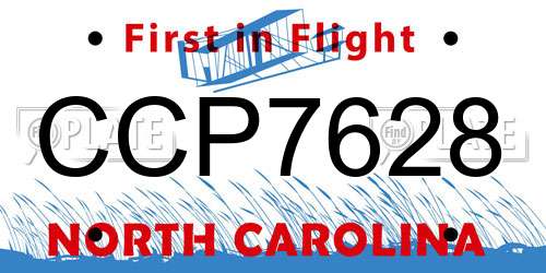 CCP7628 North Carolina License Plate