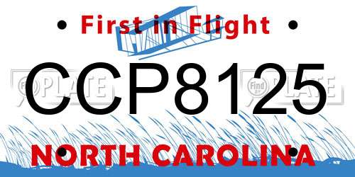 CCP8125 North Carolina License Plate