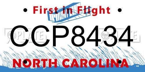 CCP8434 North Carolina License Plate