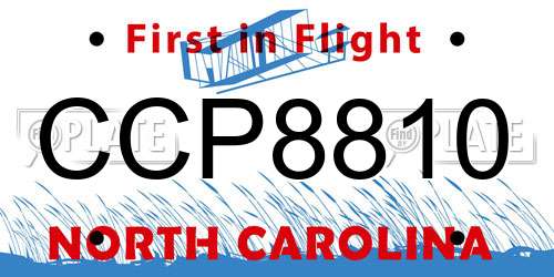 CCP8810 North Carolina License Plate