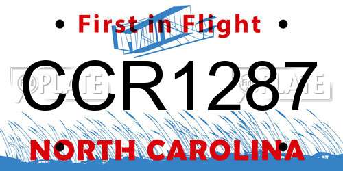 CCR1287 North Carolina License Plate