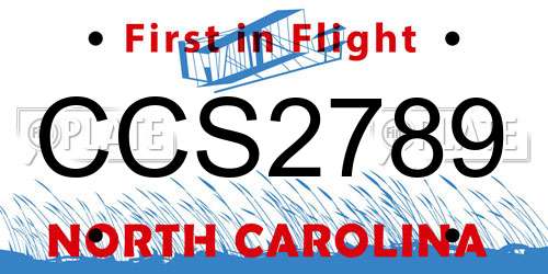 CCS2789 North Carolina License Plate