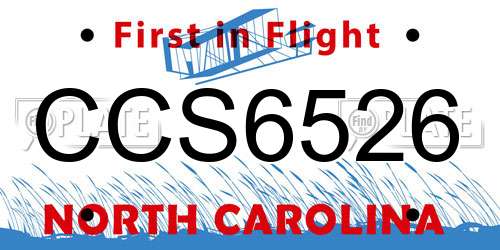 CCS6526 North Carolina License Plate