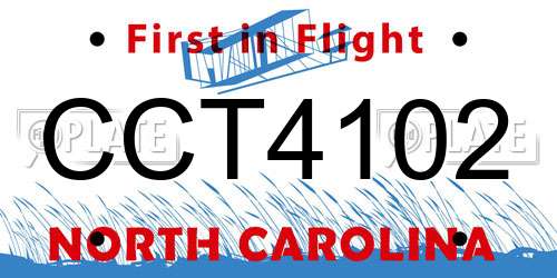 CCT4102 North Carolina License Plate