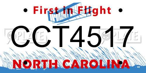 CCT4517 North Carolina License Plate