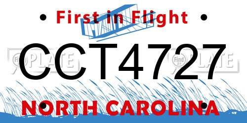 CCT4727 North Carolina License Plate