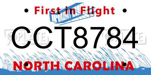 CCT8784 North Carolina License Plate