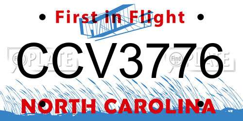 CCV3776 North Carolina License Plate