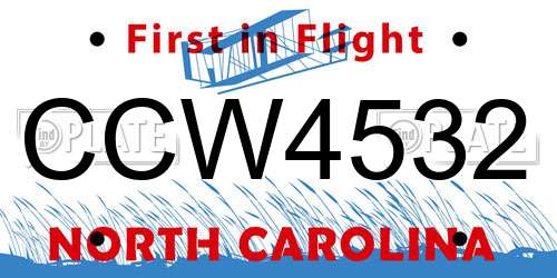 CCW4532 North Carolina License Plate