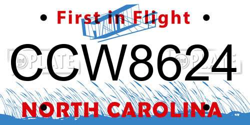 CCW8624 North Carolina License Plate