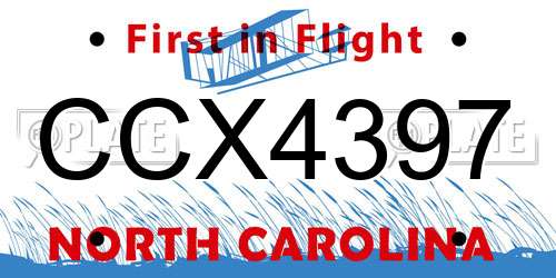 CCX4397 North Carolina License Plate