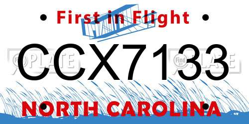CCX7133 North Carolina License Plate