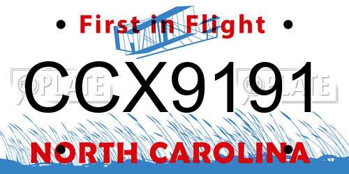 CCX9191 North Carolina License Plate