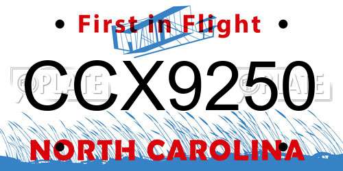 CCX9250 North Carolina License Plate
