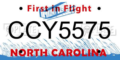 CCY5575 North Carolina License Plate