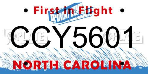 CCY5601 North Carolina License Plate