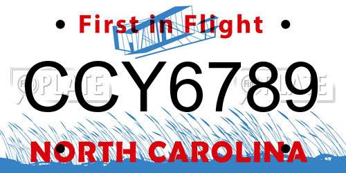 CCY6789 North Carolina License Plate