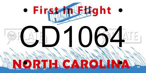 CD1064 North Carolina License Plate