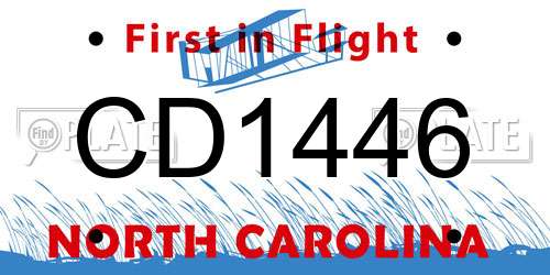 CD1446 North Carolina License Plate