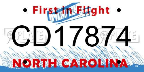 CD17874 North Carolina License Plate