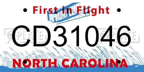 CD31046 North Carolina License Plate