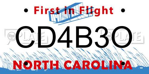 CD4B3O North Carolina License Plate
