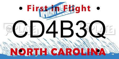 CD4B3Q North Carolina License Plate