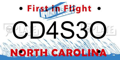 CD4S3O North Carolina License Plate