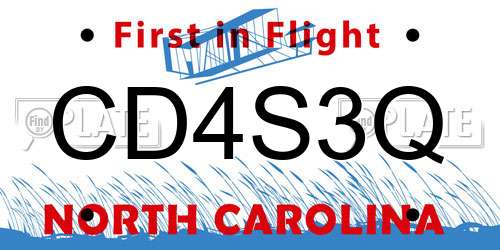 CD4S3Q North Carolina License Plate