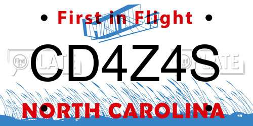 CD4Z4S North Carolina License Plate