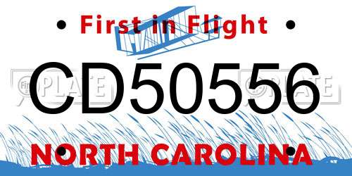 CD50556 North Carolina License Plate