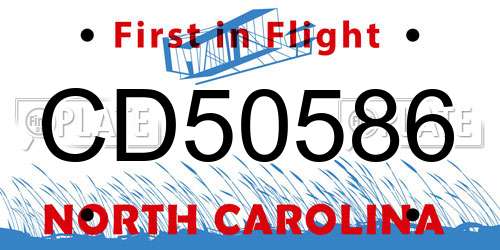 CD50586 North Carolina License Plate