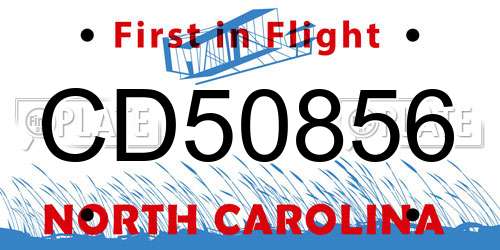 CD50856 North Carolina License Plate