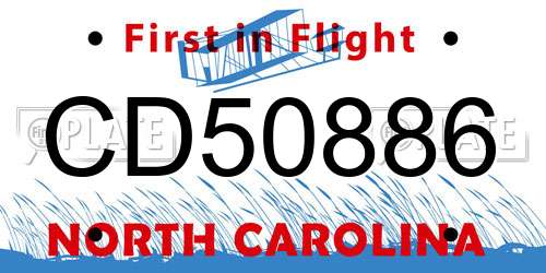 CD50886 North Carolina License Plate
