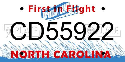 CD55922 North Carolina License Plate