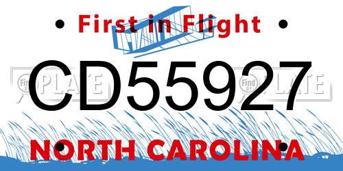CD55927 North Carolina License Plate