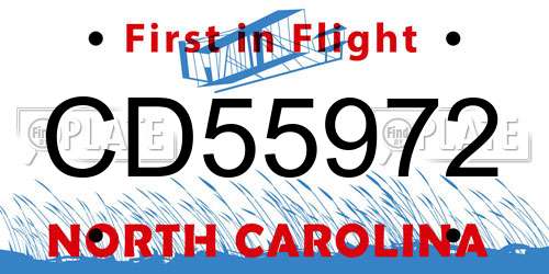 CD55972 North Carolina License Plate