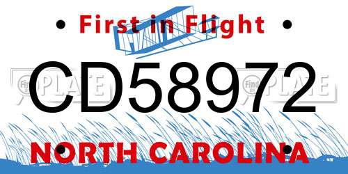 CD58972 North Carolina License Plate