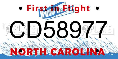 CD58977 North Carolina License Plate